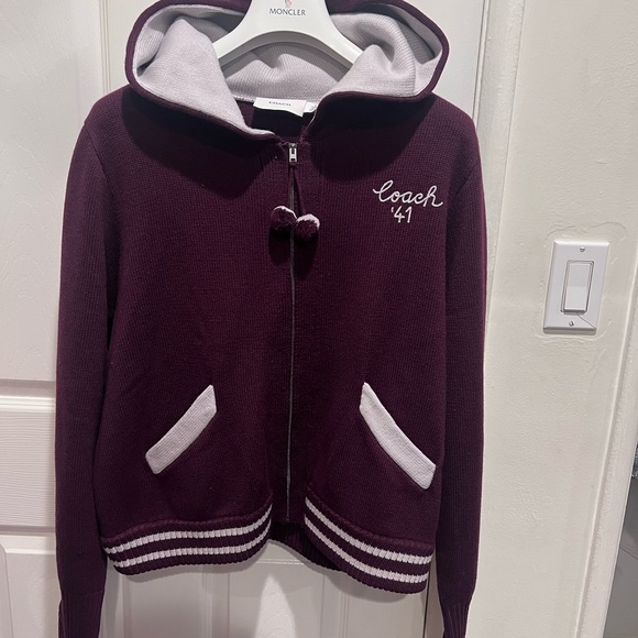 Coach Burgundy Hoodie with Embroidery